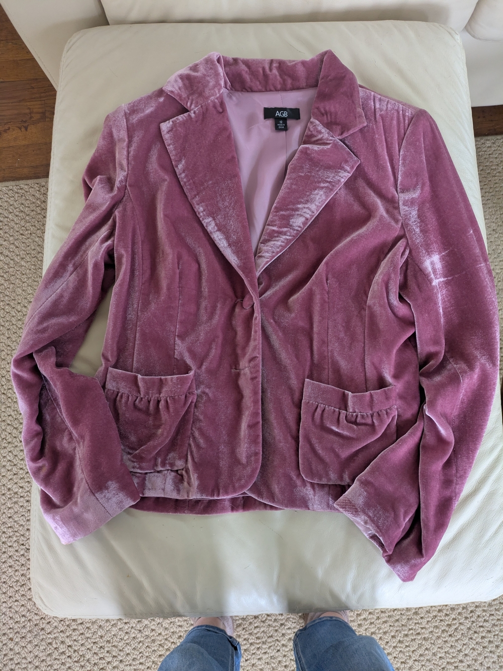 AGB Plush Velvet Blazer in Mauve Pink